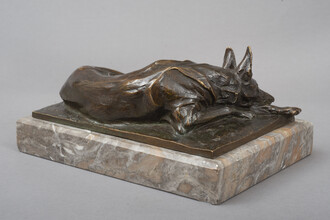 Bronze Alsatian Dog with Puppies by Josef Pallenberg